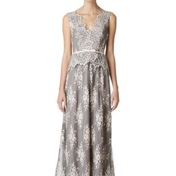 ERIN by Erin Fetherston Belted Grey Pink Floral Gown Dress Size 6 Formal Full - Picture 1 of 5